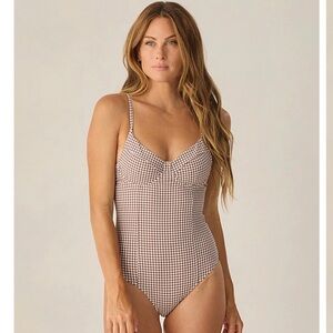 One-Piece Swimsuit in Brown and Cream